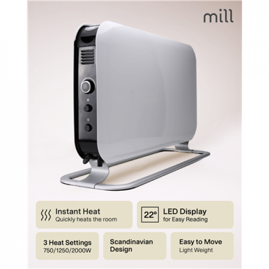 Mill | Heater | SG2000LED | Convection Heater | 2000 W | Number of power levels 3 | Suitable for rooms up to 5-20 m² | White
