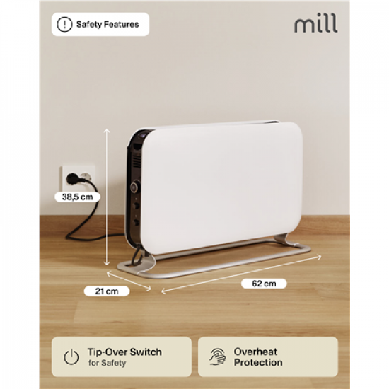 Mill | Heater | SG2000LED | Convection Heater | 2000 W | Number of power levels 3 | Suitable for rooms up to 5-20 m² | White