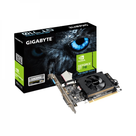 Gigabyte | GV-N710D3-2GL 2.0 | NVIDIA | 2 GB | GeForce GT 710 | DDR3 | Cooling type Active | DVI-D ports quantity 1 | HDMI ports quantity 1 | PCI Express 2.0 | Memory clock speed 1600 MHz | Processor frequency 954 MHz | VGA (D-Sub) ports quantity 1
