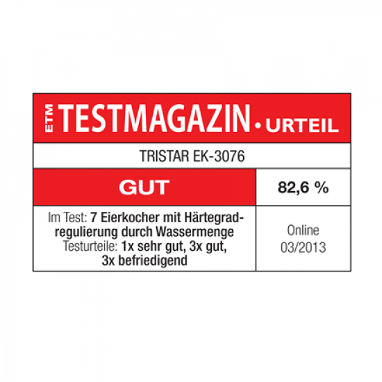 Tristar Egg Boiler EK-3076 Black, Stainless Steel Lid Eggs capacity 7