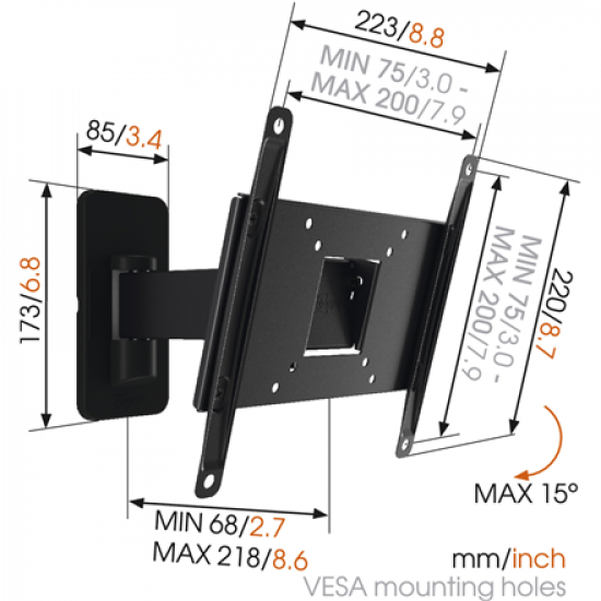 Vogels | Wall mount | MA2030-A1 | Full motion | 19-40 