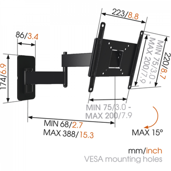 Vogels | Wall mount | MA2040-A1 | Full motion | 19-40 
