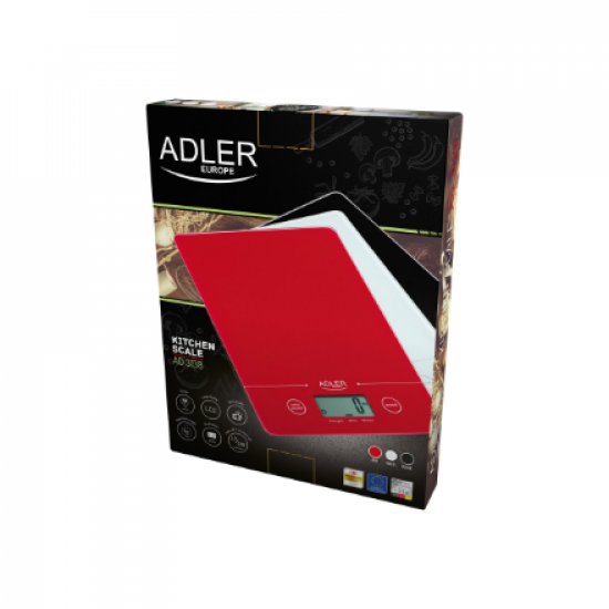 Adler | Kitchen scales | AD 3138 | Maximum weight (capacity) 5 kg | Graduation 1 g | Red