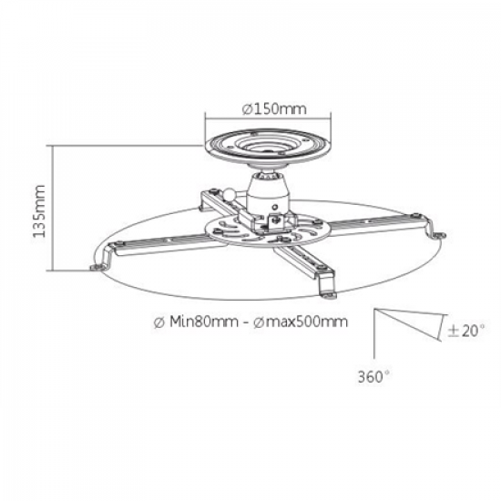 Sunne | Projector Ceiling mount | Turn, Tilt | Black