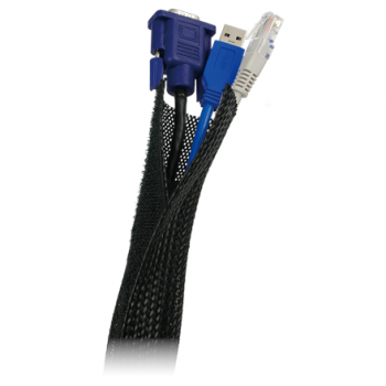 Cable Flex Wrap | KAB0006 | Flexible and soft cable conduit. Bundles and protects cables reliably. Cut to the required length. Velcro fastener. With flame-retardant feature. Bundle Diameter 32 mm. | Black | 1.8 m