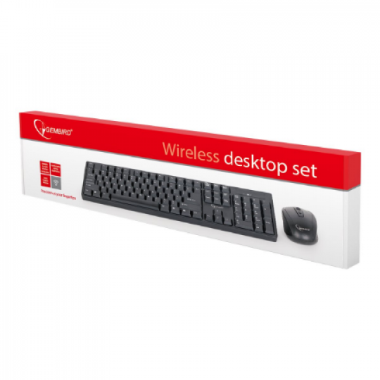 Gembird | Keyboard and mouse | KBS-W-01 | Keyboard and Mouse Set | Wireless | Mouse included | Batteries included | US | Black | 390 g | Numeric keypad