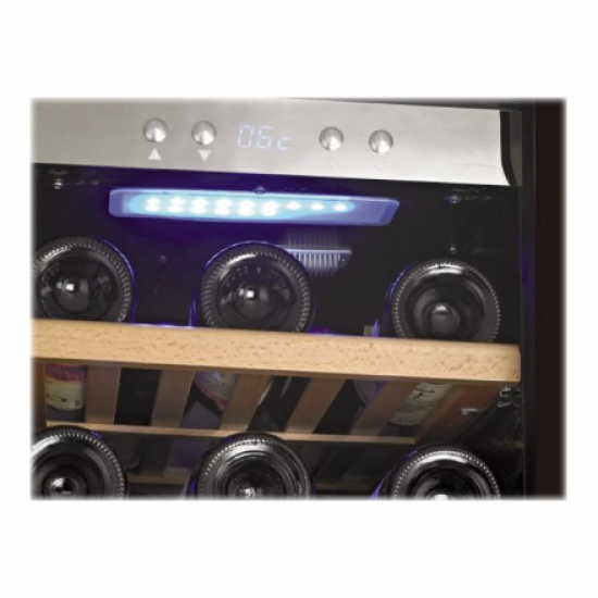 Caso | Wine cooler | Wine Comfort 66 | Energy efficiency class G | Showcase | Free standing | Bottles capacity Up to 66 bottles | Cooling type Compressor technology | Stainless steel/Black