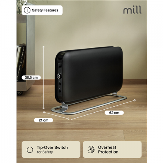 Mill | Heater | SG2000LED | Convection Heater | 2000 W | Number of power levels 3 | Suitable for rooms up to 5-20 m² | Black