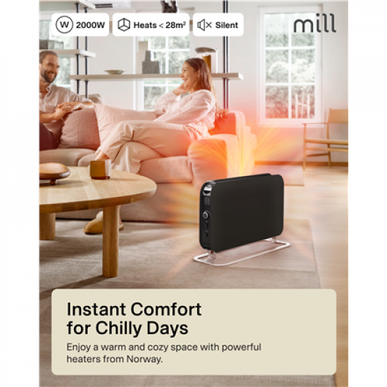 Mill | Heater | SG2000LED | Convection Heater | 2000 W | Number of power levels 3 | Suitable for rooms up to 5-20 m² | Black