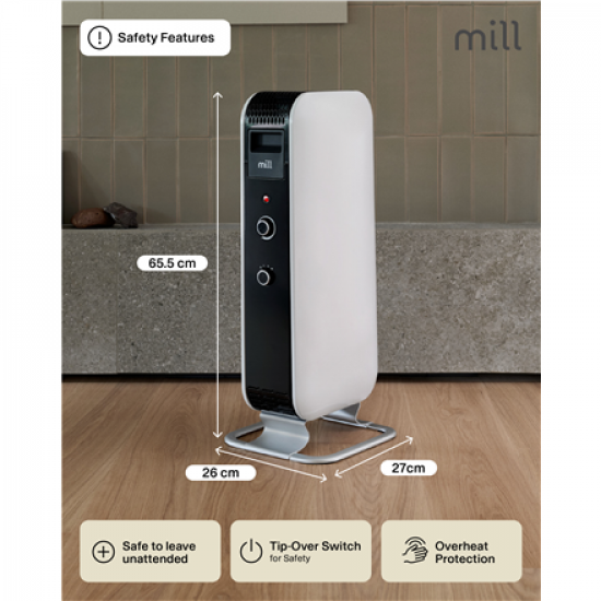Mill | Heater | AB-H1000MEC | Oil Filled Radiator | 1000 W | Number of power levels 3 | Suitable for rooms up to 12-16 m² | White