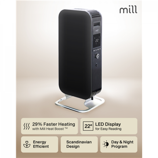 Mill | Heater | AB-H1000DN | Oil Filled Radiator | 1000 W | Number of power levels 3 | Suitable for rooms up to 12-16 m² | Black