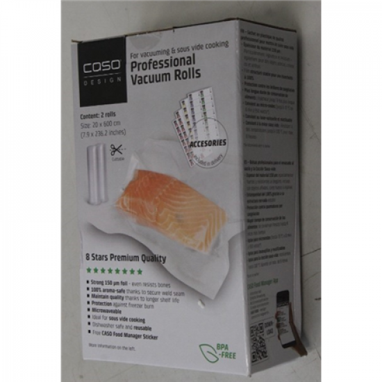SALE OUT. Caso Roll for Vacuum sealer 20x600cm | Caso | Foil rolls | 01221 | 2 units | Dimensions (W x L) 20 x 600 cm | Transparent | DAMAGED PACKAGING