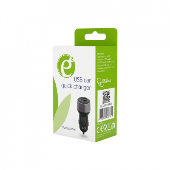 EnerGenie | EG-U2QC3-CAR-01 | 2-port USB car quick charger | 5 V | Car charger
