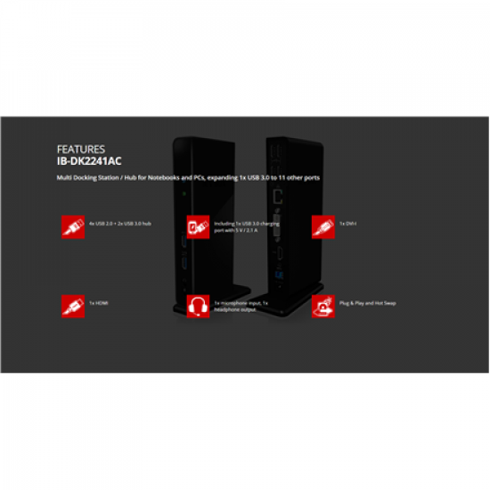 Raidsonic | ICY BOX | IB-DK2241AC Multi Docking Station | USB-A  Dock | Warranty 12 month(s)