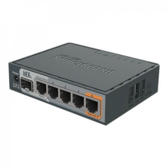 Enthernet Router hEX S | RB760iGS | No Wi-Fi | 10/100/1000 Mbit/s | Ethernet LAN (RJ-45) ports 5 | Mesh Support No | MU-MiMO No | No mobile broadband | Antenna type No antenna | 1 | 12 month(s)