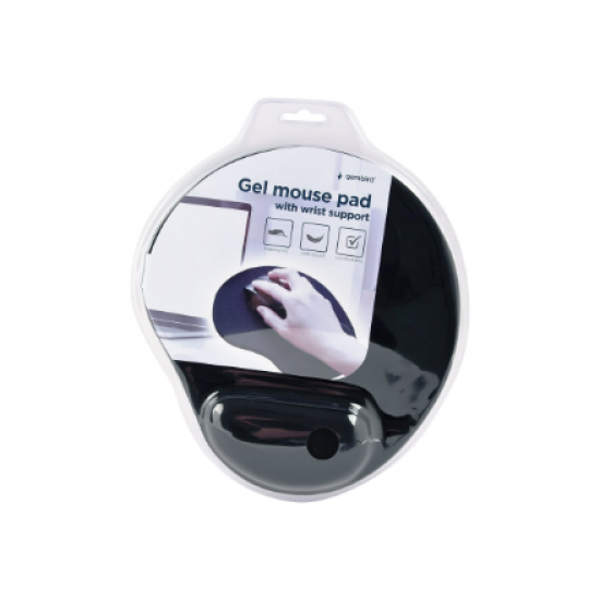 Gembird | Gel mouse pad with wrist support | Ergonomic mouse pad | 240 x 220 x 4 mm | Black
