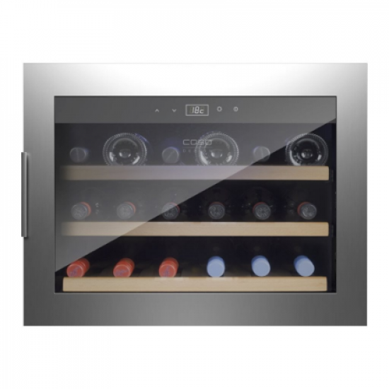 Caso | Wine cooler | WineSafe 18 EB | Energy efficiency class G | Built-in | Bottles capacity Up to 18 bottles | Cooling type Compressor technology | Stainless steel