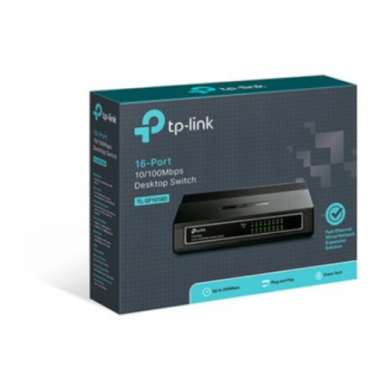 TP-LINK | Switch | TL-SF1016D | Desktop | 10/100 Mbps (RJ-45) ports quantity 16 | Power supply type External