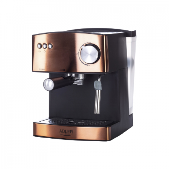 Adler | Espresso coffee machine | AD 4404cr | Pump pressure 15 bar | Built-in milk frother | Semi-automatic | 850 W | Cooper/ black