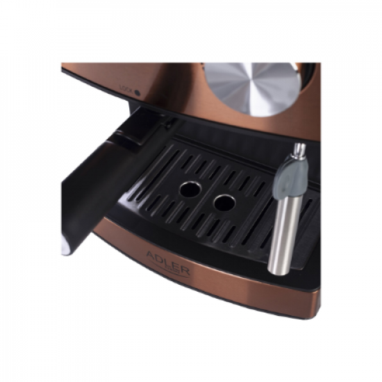 Adler | Espresso coffee machine | AD 4404cr | Pump pressure 15 bar | Built-in milk frother | Semi-automatic | 850 W | Cooper/ black