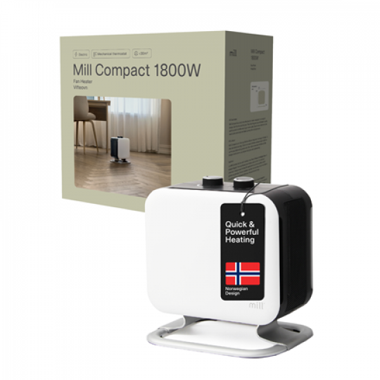 Mill | Heater | CUS1800MECWA | Fan heater | 1800 W | Number of power levels 2 | Suitable for rooms up to 10-30 m² | White