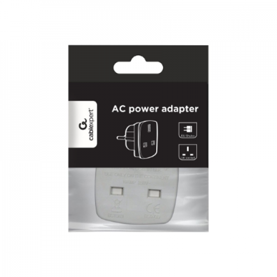 Gembird | AC power adapter, UK socket to EU Schuko plug, 7.5 A | Travel adapter