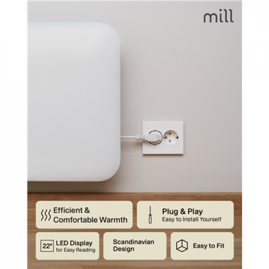 Mill | Heater | IB250 Steel | Panel Heater | 250 W | Number of power levels 1 | Suitable for rooms up to 2-5 m² | White