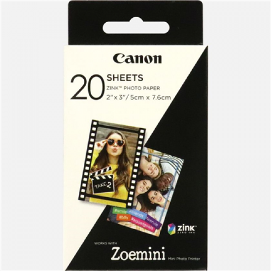 20 sheets | ZP-2030 | White | 5 x 7.6 cm | Photo Paper