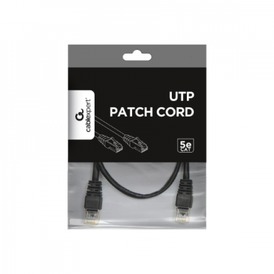 Gembird PP12-1M/BK Black Patch cord cat. 5E molded strain relief 50u