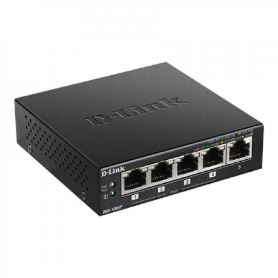 D-Link | Switch | DGS-1005P | Unmanaged | Desktop | Gigabit Ethernet (copper) ports quantity 5 | Power over Ethernet (PoE) ports quantity 4 | Power supply type External