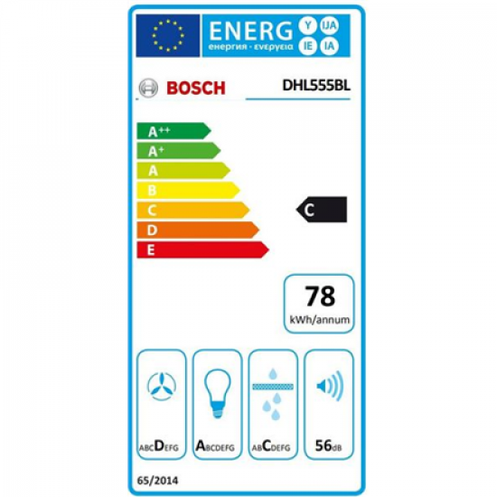 Bosch | Hood Serie 4 | DHL555BL | Canopy | Energy efficiency class C | Width 50 cm | 590 m³/h | Mechanical control | LED | Silver
