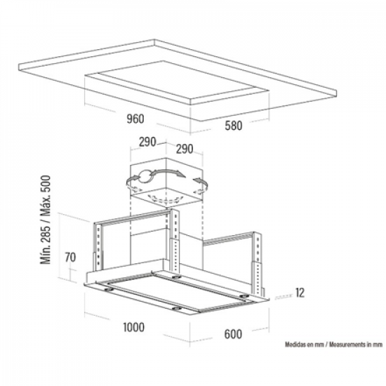 CATA | Hood | SIRIN 1000 WH | Island | Energy efficiency class A | Width 100 cm | 850 m³/h | Touch Control | LED | White