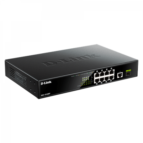 D-Link | 10 Gigabit port Switch with PoE | DGS-1010MP | Unmanaged | Desktop / Rackmount | Gigabit Ethernet (copper) ports quantity 1 | SFP ports quantity 1 | Power over Ethernet (PoE) ports quantity 8