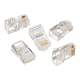 Modular plug 8P8C for solid LAN cable CAT5, UTP, 10 pcs. per bag | Modular 8P8C RJ45 plug, 30u” gold plated, 3-fork internal contacts for use with solid LAN cables