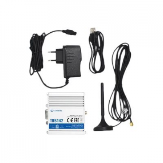 LTE Gateway | TRB142 | No Wi-Fi | Ethernet LAN (RJ-45) ports 0 | Mesh Support No | MU-MiMO No | 2G/3G/4G | Antenna type 1 x SMA for LTE | 1 x Virtual network interface via micro USB