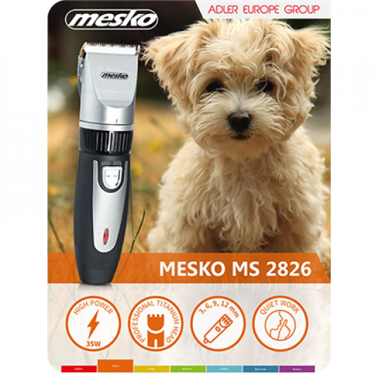 Mesko | Hair clipper for pets | MS 2826 | Corded/ Cordless | Black/Silver
