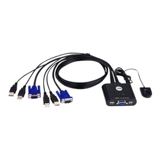 Aten | KVM  Cable KVM Switches  CS22U Search Product or keyword   2-Port USB VGA Cable KVM Switch with Remote Port Selector