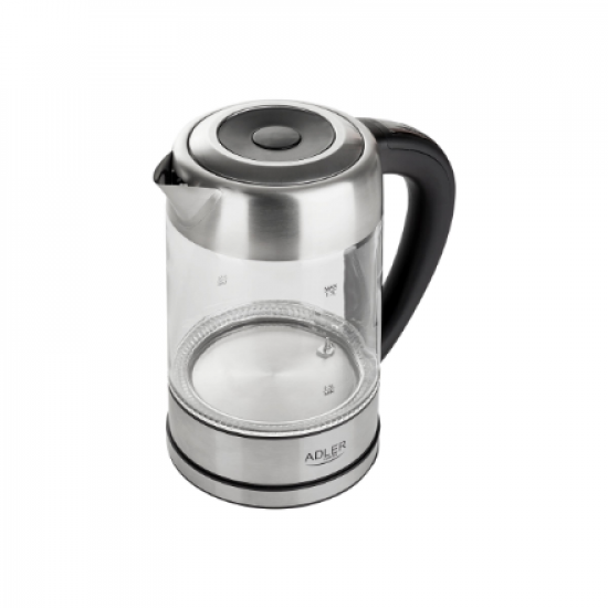 Adler | Kettle | AD 1247 NEW | With electronic control | 1850 - 2200 W | 1.7 L | Stainless steel, glass | 360° rotational base | Stainless steel/Transparent