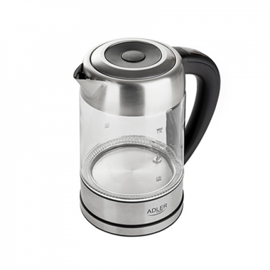 Adler | Kettle | AD 1247 NEW | With electronic control | 1850 - 2200 W | 1.7 L | Stainless steel, glass | 360° rotational base | Stainless steel/Transparent
