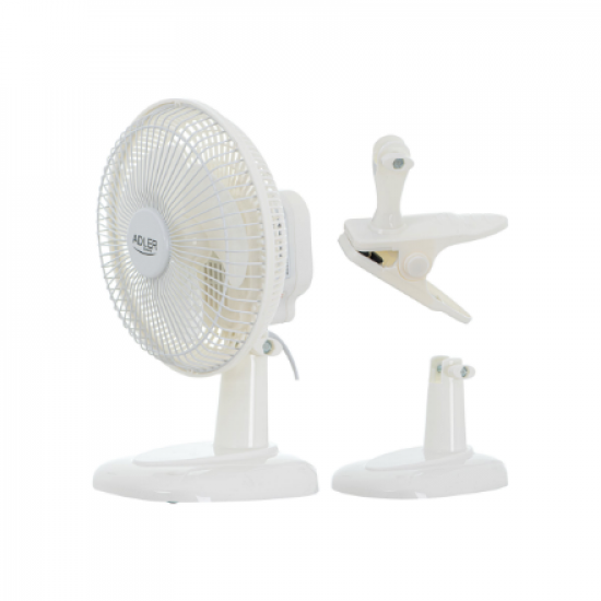 Adler | Fan with clip | AD 7317 | Table Fan | White | Diameter 15 cm | Number of speeds 2 | 30 W