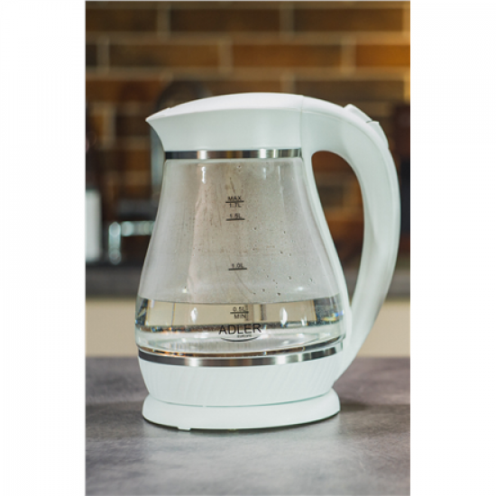 Adler | Kettle | AD 1274 | Electric | 2200 W | 1.7 L | Polypropylene/Glass | 360° rotational base | White