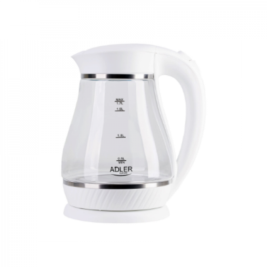 Adler | Kettle | AD 1274 | Electric | 2200 W | 1.7 L | Polypropylene/Glass | 360° rotational base | White