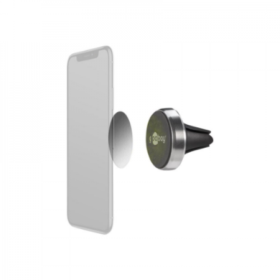 Goobay | Magnetic mount Metal Slim Design for smartphones (35mm) | 38685 | Black/Silver | Magnetic holder is suitable for almost every smartphone; Quick-Snap assembly technology for quick and easy use; Smart and almost invisible fastening option on the ca