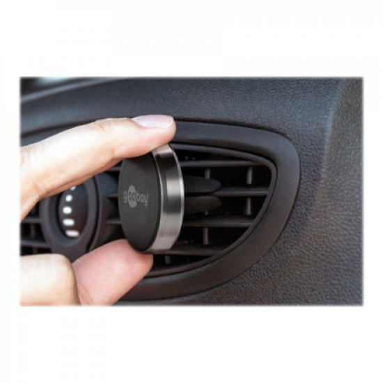 Goobay | Magnetic mount Metal Slim Design for smartphones (35mm) | 38685 | Black/Silver | Magnetic holder is suitable for almost every smartphone; Quick-Snap assembly technology for quick and easy use; Smart and almost invisible fastening option on the ca