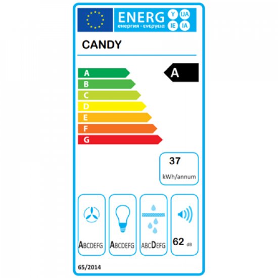 Candy | Hood | CVMA60N | Wall mounted | Energy efficiency class A | Width 60 cm | 612 m³/h | Touch control | LED | Black