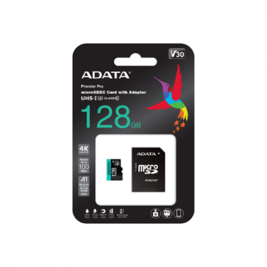 ADATA | Premier Pro | UHS-I U3 | 128 GB | micro SDXC | Flash memory class 10 | with Adapter