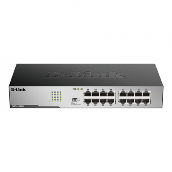 D-Link | 16-Port Gigabit Unmanaged Desktop Switch | DGS-1016D | Unmanaged | Desktop
