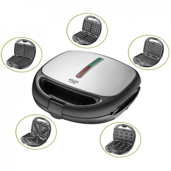 Adler | Sandwich maker | AD 3040 | Number of plates 5 | Multigrill | Number of pastry 2 | 1200 W | Ceramic coating | Black