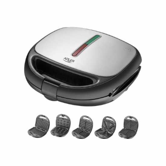 Adler | Sandwich maker | AD 3040 | Number of plates 5 | Multigrill | Number of pastry 2 | 1200 W | Ceramic coating | Black