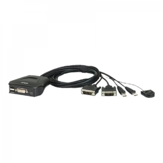 Aten | Remote Port Selector | 2-Port USB DVI Cable KVM Switch with Remote Port Selector